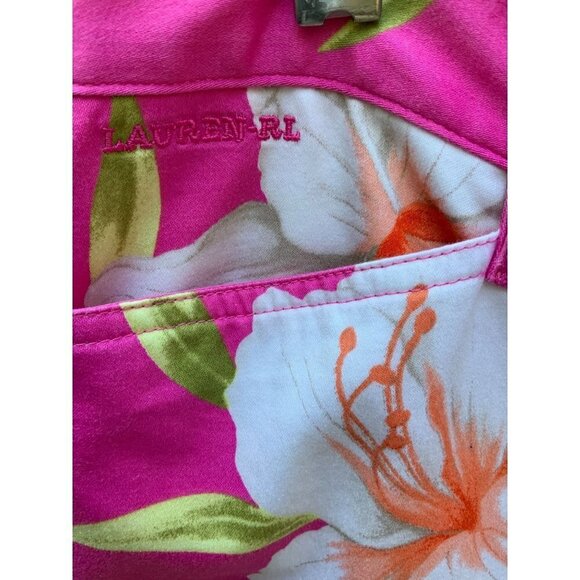 LAUREN RALPH LAUREN LADIES PINK FLORAL FLAT FRONT STRAIGHT LEGT PANTS SIZE 8 - Picture 3 of 7